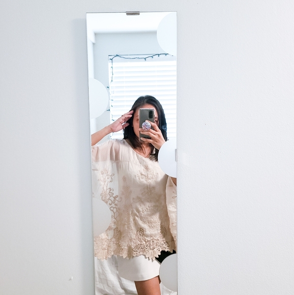 Elena Baldi Tops - ELENA BALDI Silk Blend Floral Lace Cream Boho Top Small